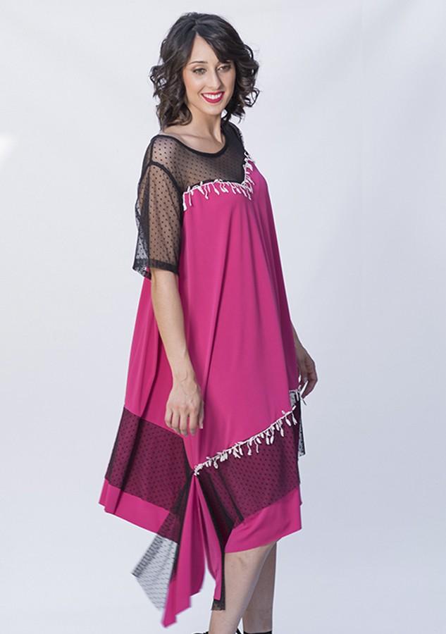 susana escribano Vestido romantico. Salmon y fucsia En oferta