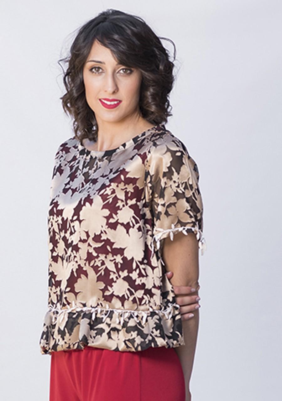 susana escribano Blusa de volante. Tonos dorados Liquidación