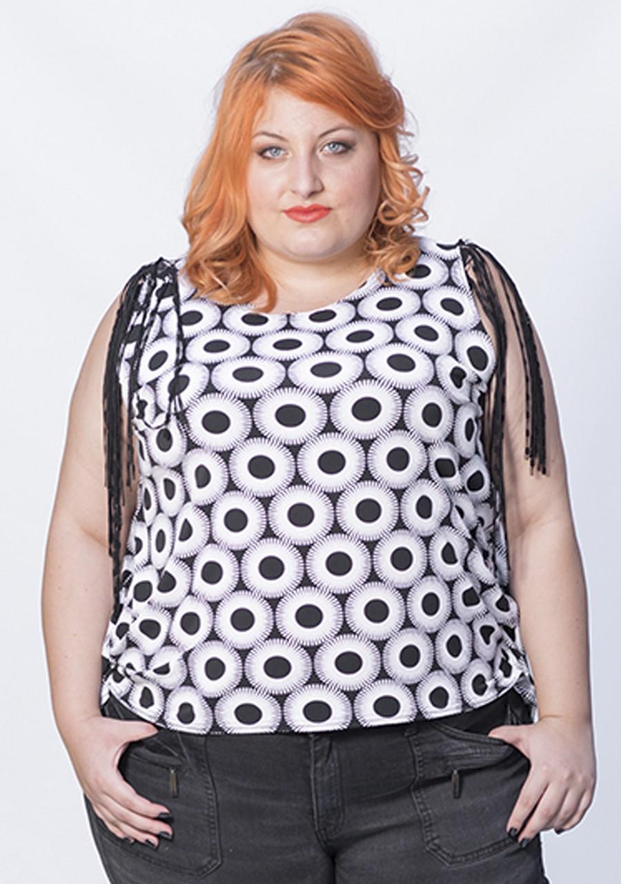 susana escribano Blusa blanca y negra estampado topos Rebajas online