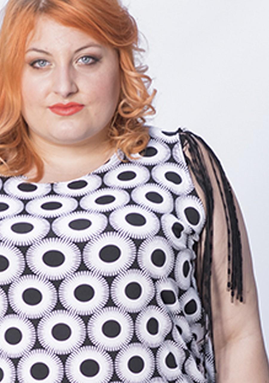 susana escribano Blusa blanca y negra estampado topos Rebajas online
