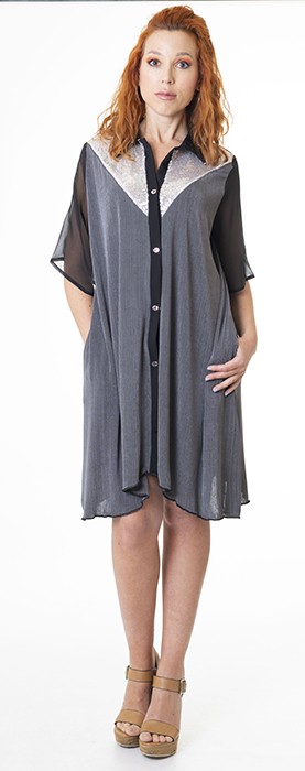 susana escribano Vestido ancho camisero gris Rebajas top