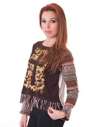 susana escribano Jersey marron tallas grandes. Dibujo crucifijo Promoción trimestral