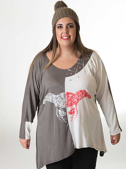 susana escribano Camiseta arlequin. Manga larga de mujer Superdescuento