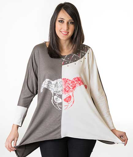 susana escribano Camiseta arlequin. Manga larga de mujer Superdescuento