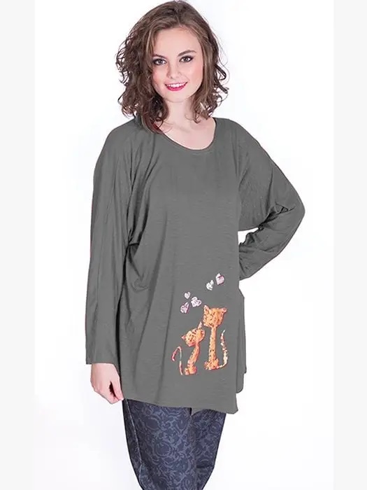 susana escribano Camiseta con doble delantero. Gatitos Grandes descuentos