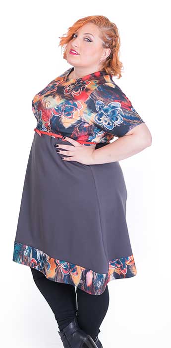 susana escribano Vestido con falda A. Con estampado Ahorra y exporta