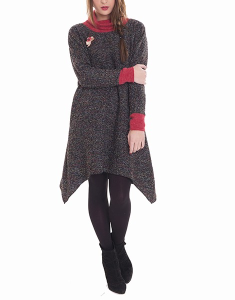 susana escribano Vestido de punto pelusa. Cuello chimenea En oferta