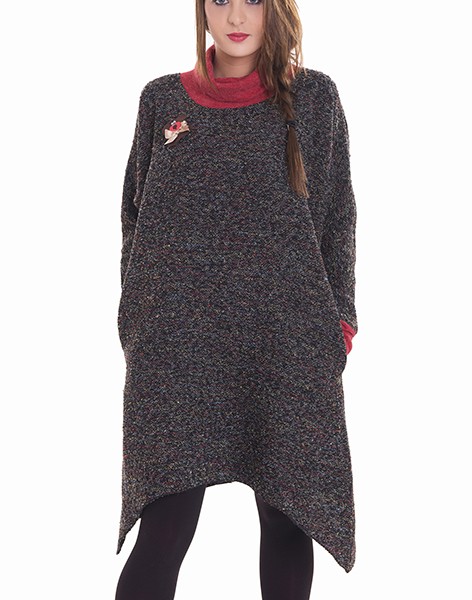 susana escribano Vestido de punto pelusa. Cuello chimenea En oferta