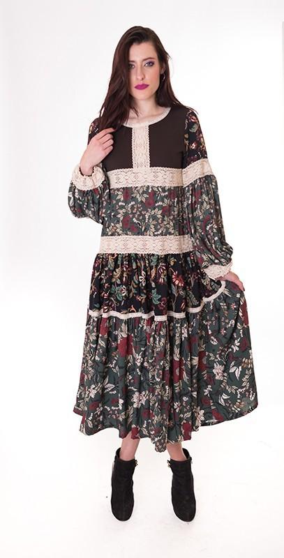 susana escribano Vestido midi de flores. Mezclas Grandes ahorros
