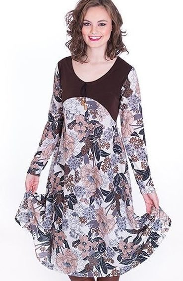 susana escribano Vestido estampado hojas manga larga Ofertas