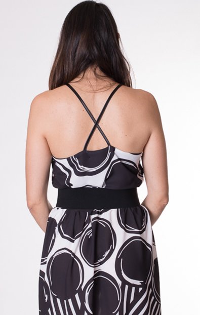 susana escribano Vestido de tirante en crep de topos Oferta especial
