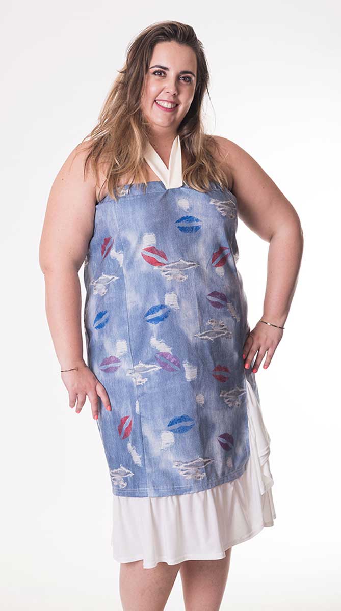 susana escribano Vestido tejano de palabra de honor Envío gratis