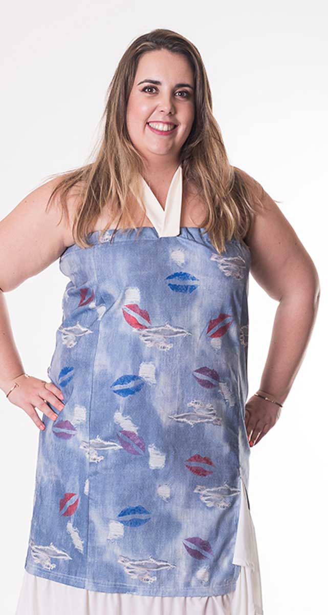 susana escribano Vestido tejano de palabra de honor Envío gratis