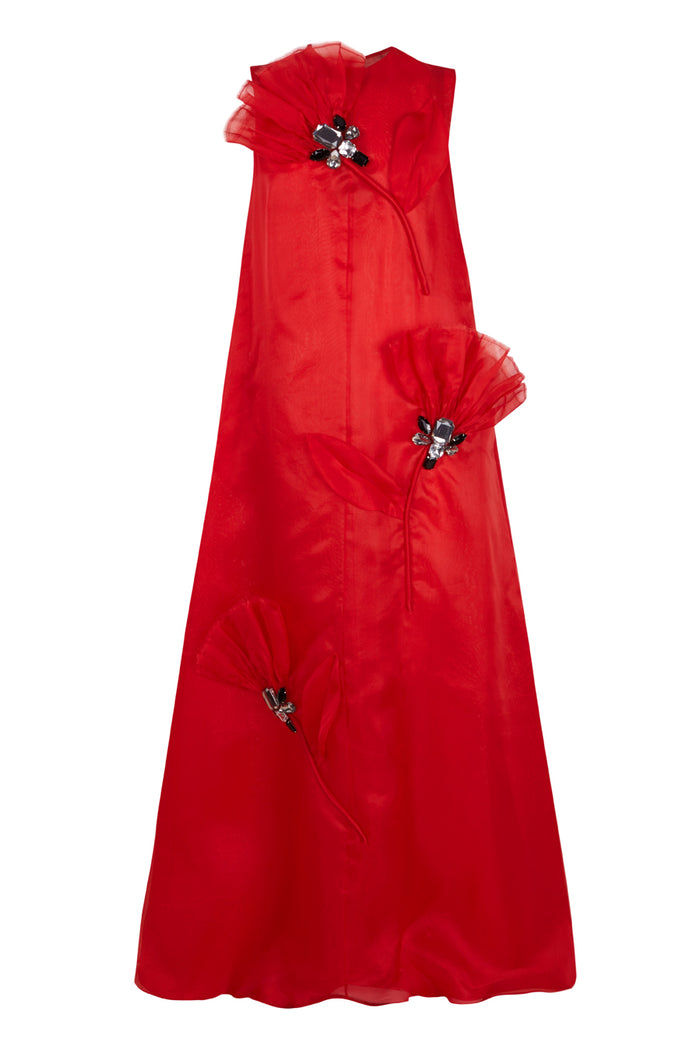﻿the 2nd skin co. Vestido largo de organza con aplicaciones florales Últimos 3 días