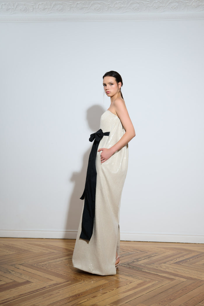 the 2nd skin co. Vestido con lentejuelas palabra de honor Ahorra y exporta