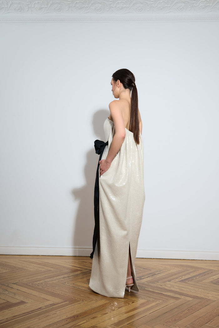 the 2nd skin co. Vestido con lentejuelas palabra de honor Ahorra y exporta