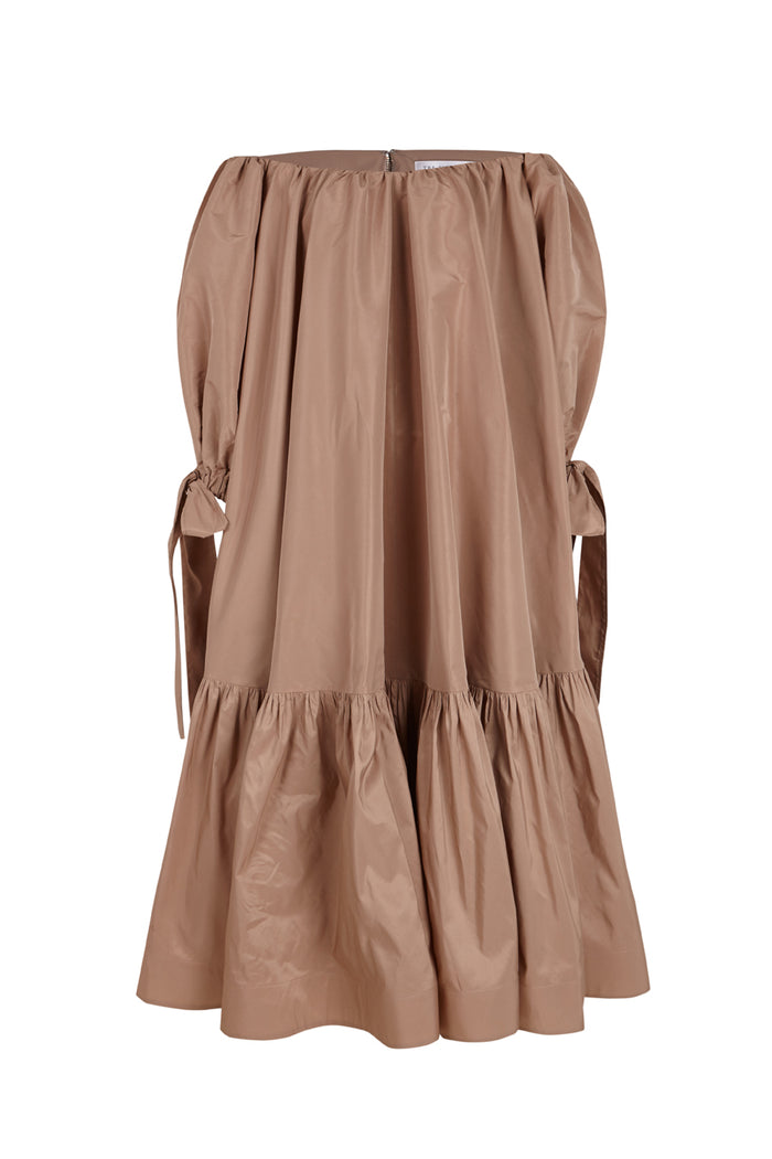 the 2nd skin co. Vestido midi de escote barco y mangas abullonadas En oferta