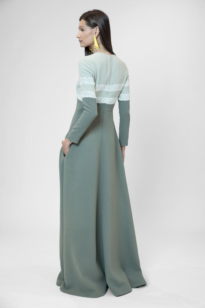 the 2nd skin co. Vestido largo evasé con mangas largas y lentejuelas Rebajas de fábrica
