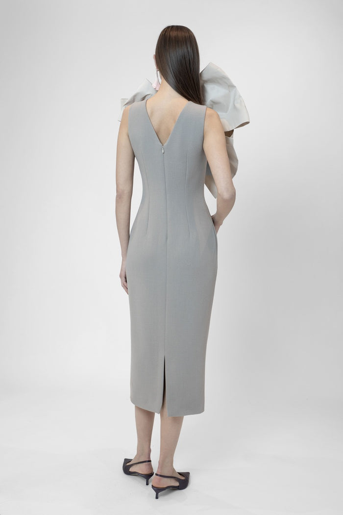the 2nd skin co. Vestido midi sin mangas con maxi lazo en escote Descuento