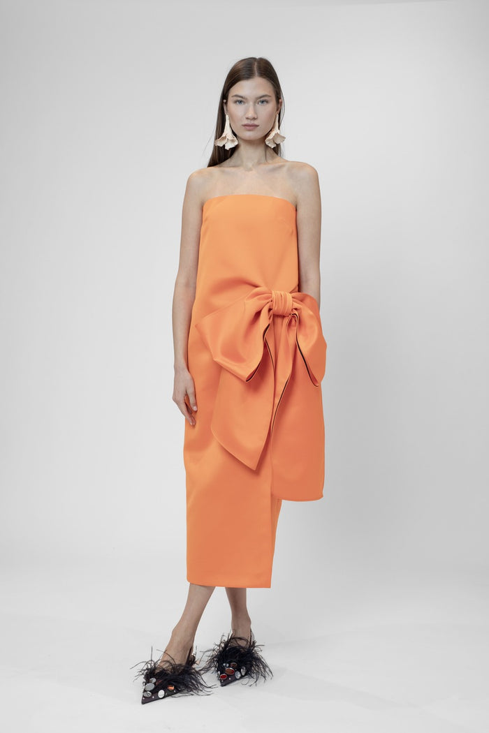 the 2nd skin co. Vestido midi sin tirantes con lazo Oferta especial