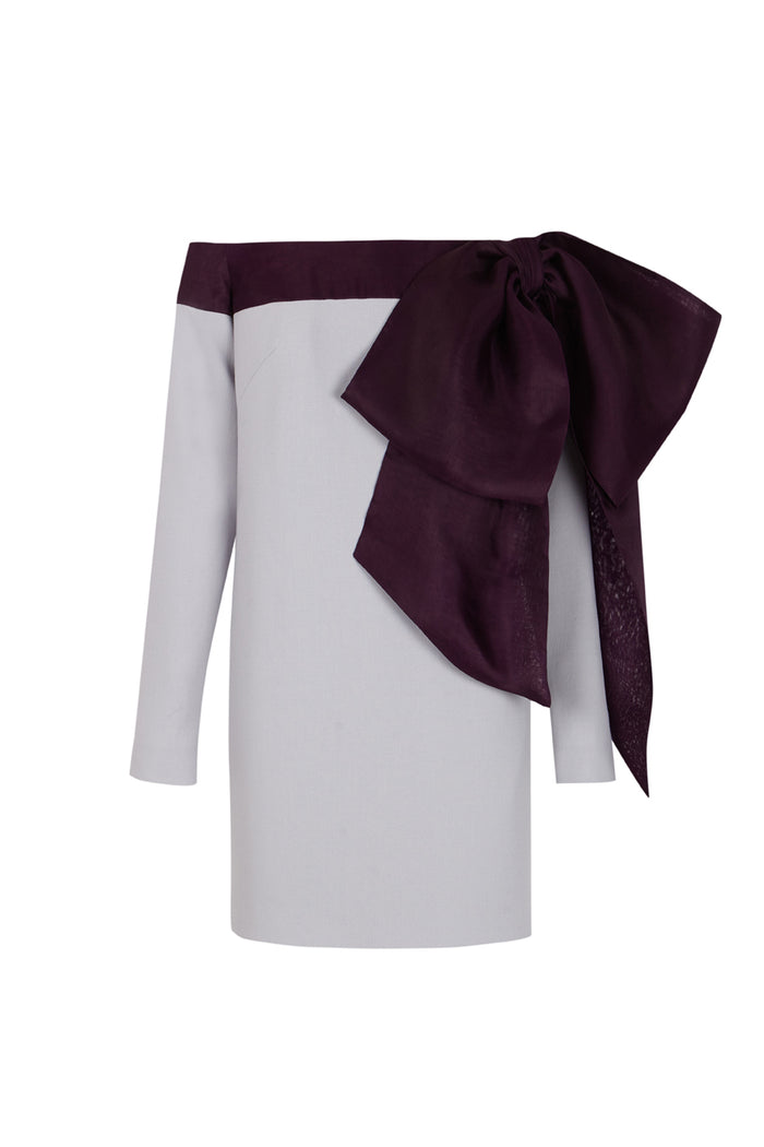 the 2nd skin co. Vestido mini strapless con mangas y detalle de lazo Últimos 2 días