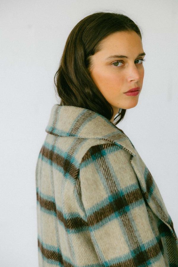 Triana By C ABRIGO LANA DAKOTA CUADROS agua y crudo Rebajas online