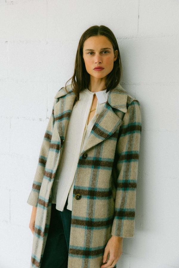 Triana By C ABRIGO LANA DAKOTA CUADROS agua y crudo Rebajas online