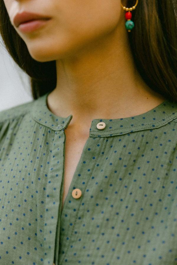 Triana By C Blusa MELBOURNE motas verdes Rebajas de fin de temporada