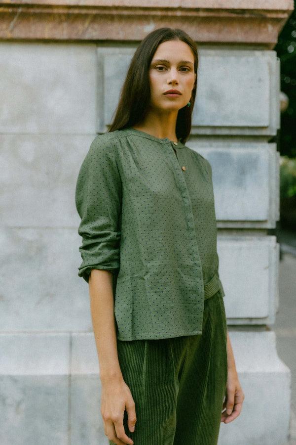 Triana By C Blusa MELBOURNE motas verdes Rebajas de fin de temporada