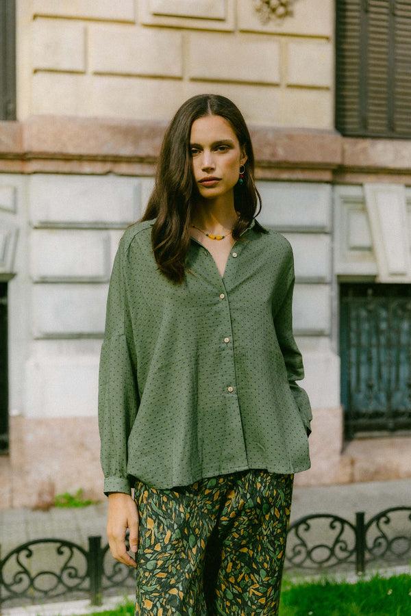 Triana By C Blusa algodón orgánico STAR motas verdes Outlet