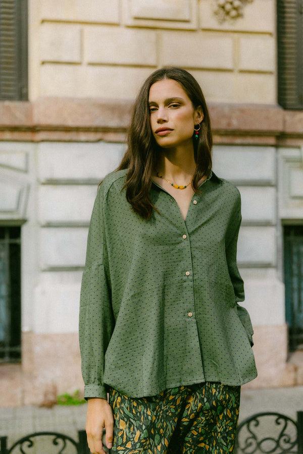 Triana By C Blusa algodón orgánico STAR motas verdes Outlet