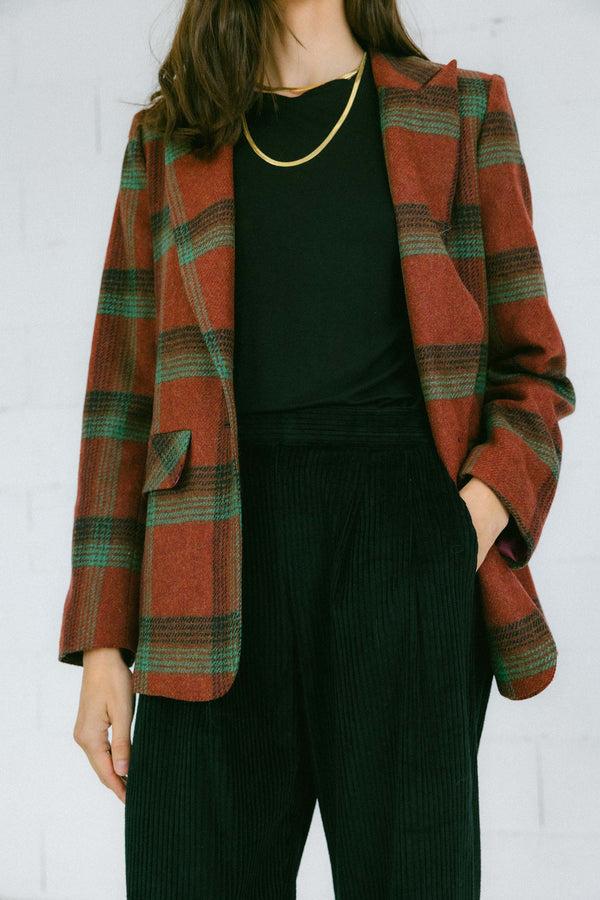Triana By C Blazer Millet lana cuadros BURDEOS Descuento