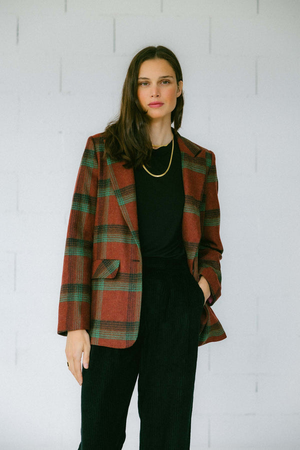 Triana By C Blazer Millet lana cuadros BURDEOS Descuento