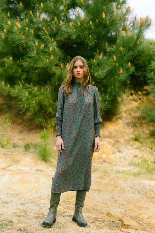 Triana By C Vestido animal verde KOGUE Precios de Black Friday
