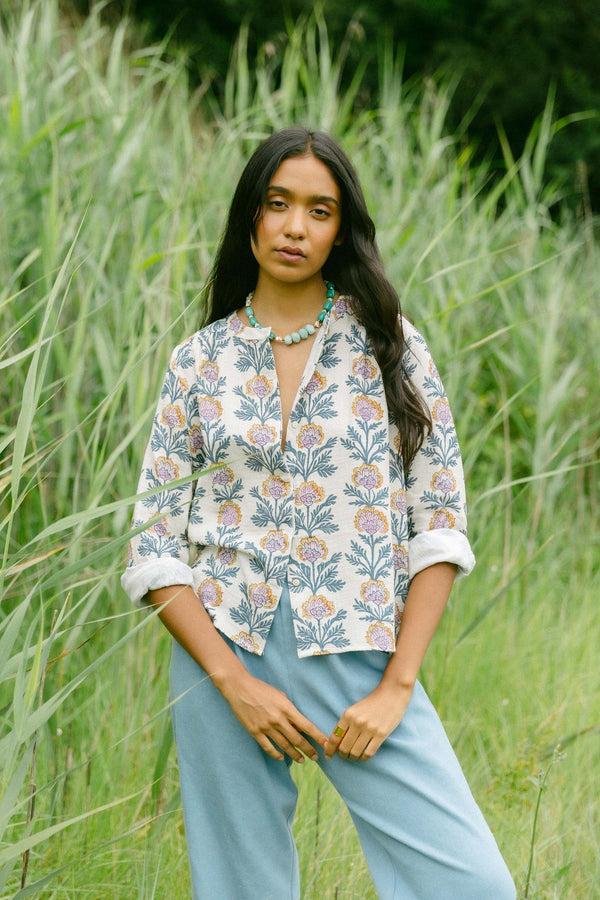 Triana By C Blusa melbourne block print En oferta