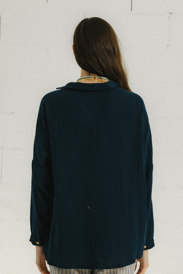 Triana By C Blusa STAR algodón orgánico navy Tienda
