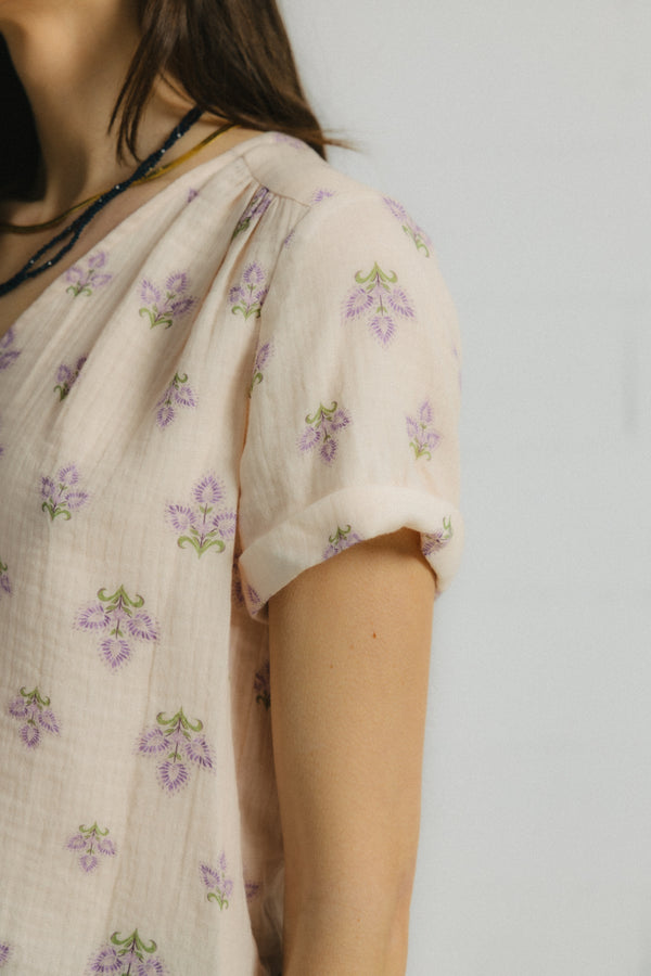 Triana By C Blusa algodón orgánico flor MALVA BURNI Tienda