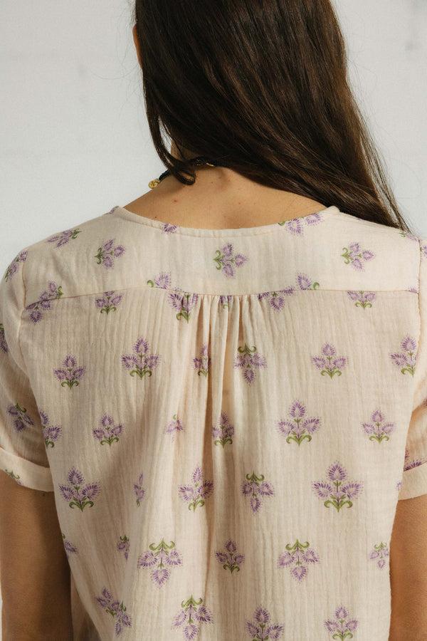 Triana By C Blusa algodón orgánico flor MALVA BURNI Tienda