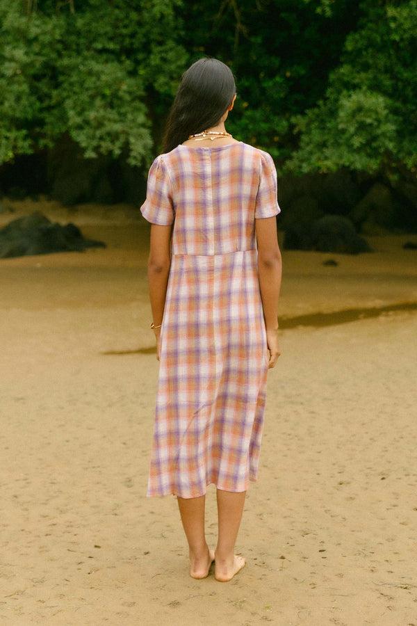 Triana By C VESTIDO SOLIN cuadro malva mandarina Último día