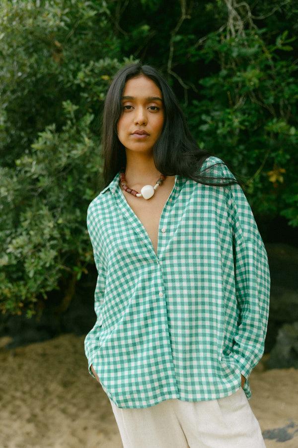 Triana By C Blusa STAR vichy verde Descuentos del mes