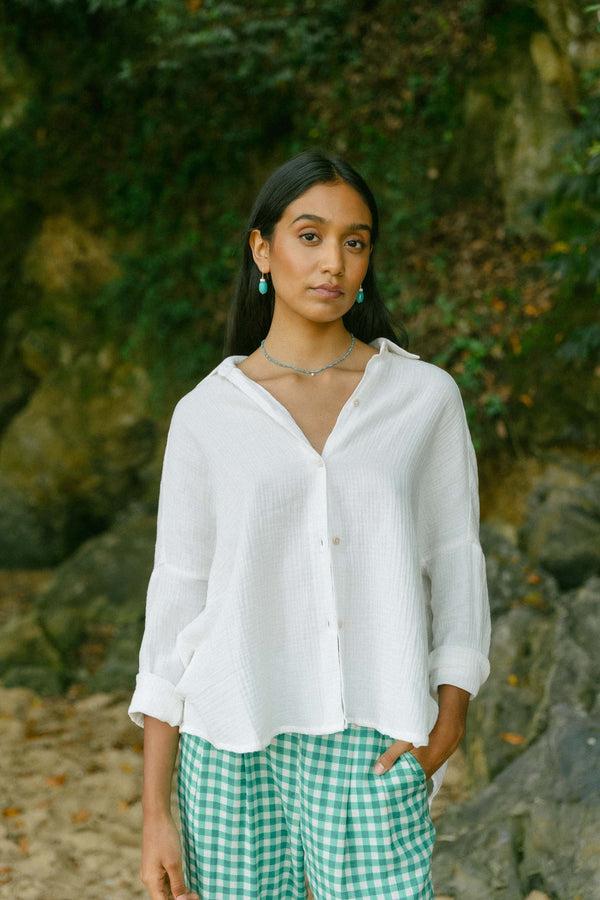 Triana By C Blusa STAR algodón orgánico blanco Oferta exclusiva