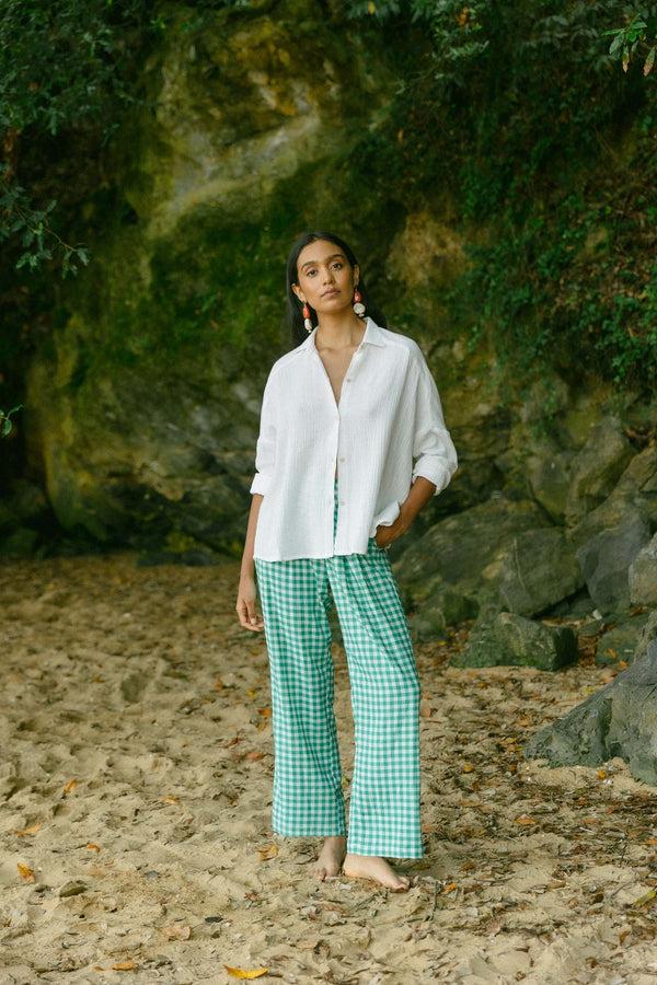 Triana By C Pantalón MILLET VICHY VERDE Ofertas de temporada