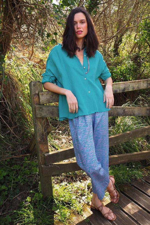 Triana By C Blusa algodón orgánico STAR turquesa Rebajas