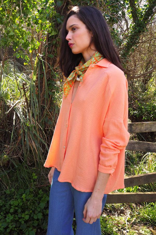 Triana By C Blusa algodón orgánico STAR tangerina Ofertas