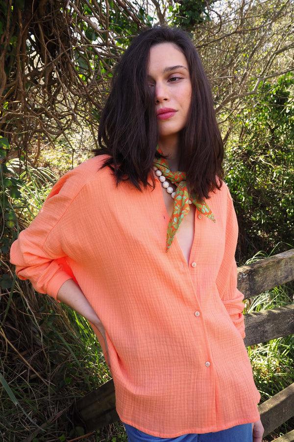Triana By C Blusa algodón orgánico STAR tangerina Ofertas