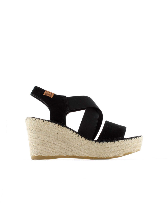 vidorreta Sandalia elásticos en serraje negro Dominica Outlet