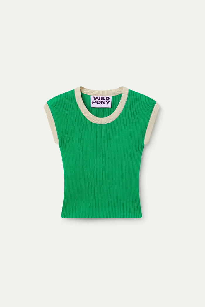 wild pony Top de punto bicolor verde Solo hoy