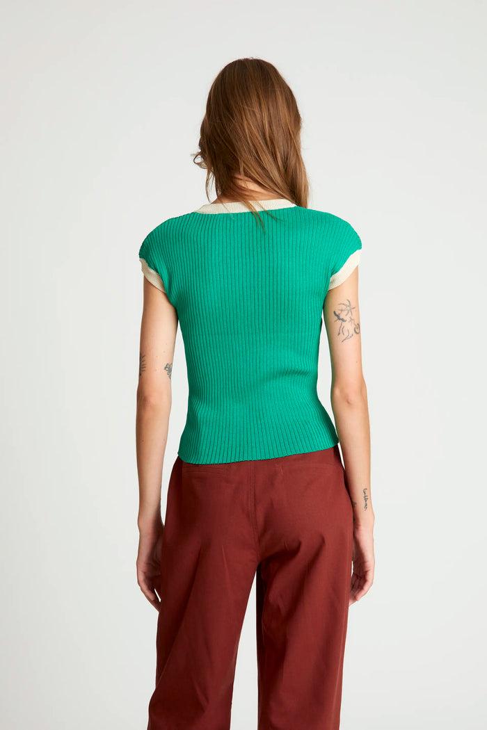 wild pony Top de punto bicolor verde Solo hoy