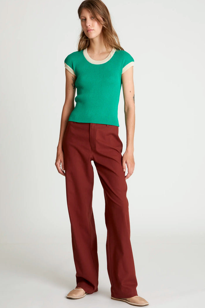 wild pony Top de punto bicolor verde Solo hoy