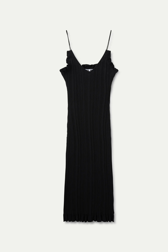 wild pony Vestido largo punto volantes negro Superdescuento